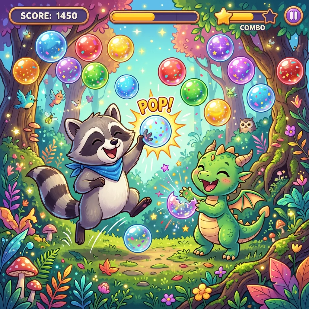 Bubble Shooter Raccoon Forest